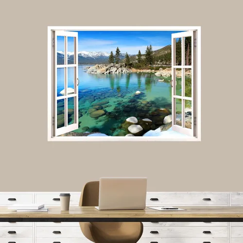 Vista 52 de IDEA4WALL Adhesivo mural removible para pared, arena blanca tropical, playa, orilla, palmera, naturaleza, desierto, fotografía, arte moderno