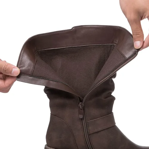 Vista 4 de GLOBALWIN Botas de vestir a media pantorrilla para mujer, botas de motociclista para mujer