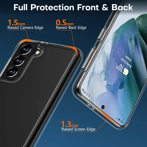 Vista 5 de Rayboen Funda para Samsung Galaxy S21, transparente a prueba de golpes, delgada, ligera, duradera para Galaxy S21 5G con parte trasera transparente