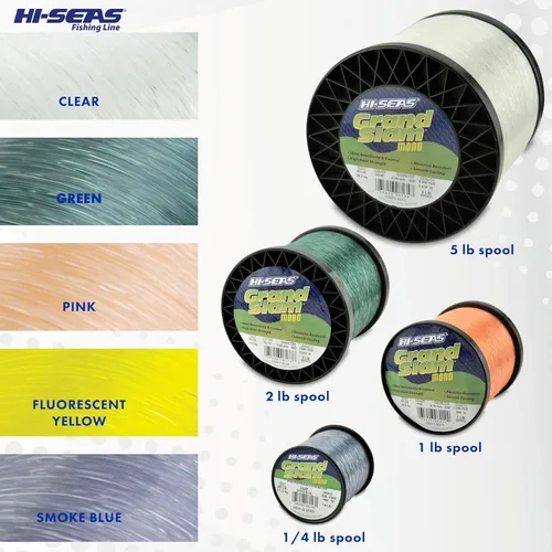 Vista 3 de HI-SEAS Línea de pesca de monofilamento Grand Slam - Fuerte y resistente a la abrasión en transparente, rosa, verde, azul humo, amarillo Amarillo