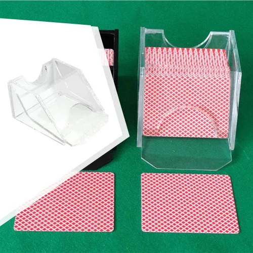 Vista 6 de Almencla Zapato de distribuidor de tarjetas, 1 cubierta, cuña pesada, acrílico transparente, fácil de tratar, accesorio manual de construcción