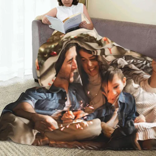 Vista 6 de Manta personalizada con foto y texto, manta personalizada con imagen, manta de franela para regalos personalizados para niños, adultos, amigos