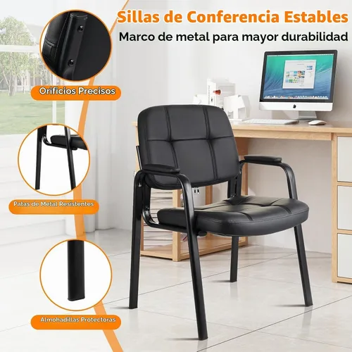 Vista 4 de CLATINA Silla de recepción de invitados, sillas de sala de conferencias, sillas de sala de espera con brazos acolchados, silla de escritorio sin
