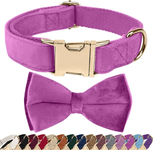 Vista 12 de Collares para perros con lazo, collar de terciopelo para cachorros con hebilla de seguridad de aleación de zinc, collar de lazo suave ajustable