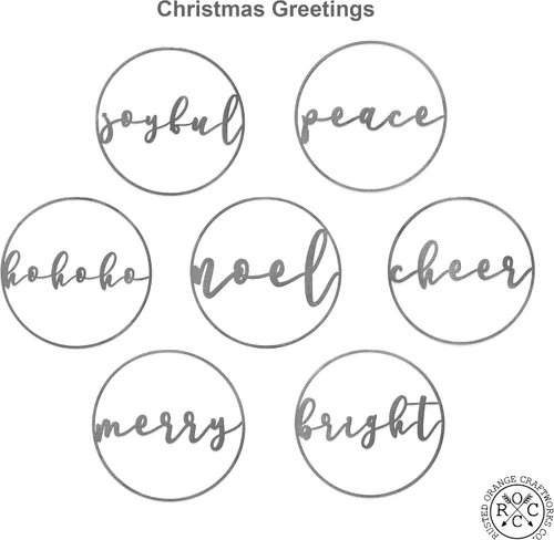 Vista 8 de ROCC RUSTED ORANGE CRAFTWORKS CO. Saludos de Navidad minimalistas – 11.5 pulgadas brillante – Cartel de Navidad redondo de metal para puerta