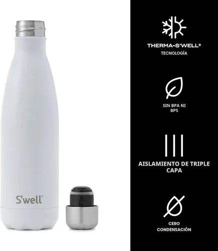 Vista 4 de S'well Botella de Agua de Acero Inoxidable, 17 oz, Angel Food, Recipientes con Aislamiento al Vacío de Triple Capa Mantienen las Bebidas Frías por