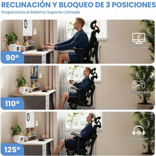 Vista 3 de MOJAY Ergonomic Office Chair with Footrest and Lumbar Support
