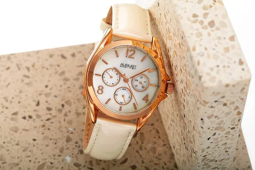 Vista 6 de August Steiner AS8191 - Reloj multifunción para mujer, esfera de perla y correa de piel auténtica en relieve de cocodrilo