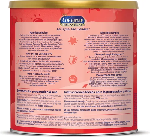 Vista 11 de Enfagrow Premium - Bebida nutricional de leche para niños pequeños, leche natural, 24 onzas