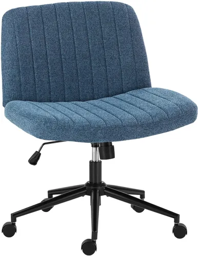 Vista 13 de Silla cruzada con ruedas, asiento ergonómico giratorio sin brazos, cómodo asiento de tocador, respaldo ancho y altura ajustable para hogar, oficina
