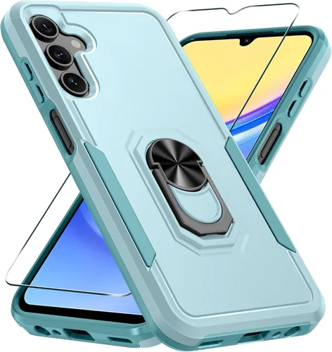 Vista 16 de Janmitta Funda compatible con Samsung Galaxy A14 5G con protector de pantalla + protector de lente de cámara, funda resistente de servicio pesado
