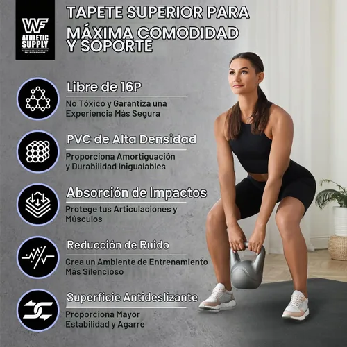 Vista 5 de WF Athletic Supply Premium Grandes Esterillas de Piso para Ejercicio, 7 MM de Espesor, Esterillas de Entrenamiento para Gimnasio en Casa, Gruesas 6