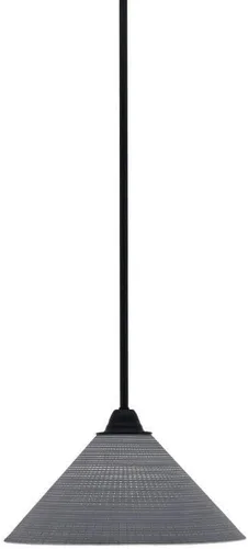 Vista 305 de Toltec Lighting Paramount - Mini colgante de 1 luz en acabado negro mate con cristal de arte perla de 7 pulgadas y estilo negro