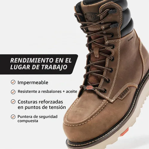Vista 3 de BRUNT Marin Welted (Comp Toe) - 8" Waterproof Safety Toe Wedge Work Boot - Goodyear Welt Construction - EH & ESR Rated - Oil & Slip Resistant