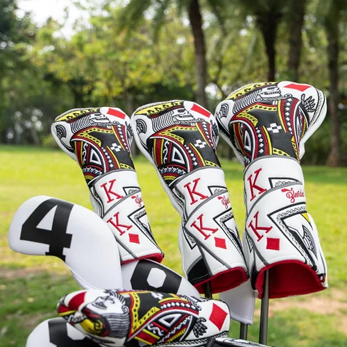 Vista 5 de Fundas para palos de golf, cubierta de piloto de diamante de póquer, cubierta de madera de Fariway, 3 cubiertas híbridas de madera, cubierta