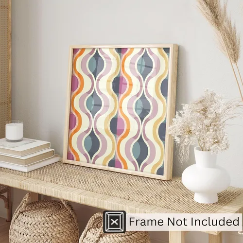 Vista 3 de Ethan Taylor Abstract Wall Art Prints Unframed Square Posters 'Retro 70s Hippie Groovy Pattern XV' Retro Home Décor for Living Room, Bedroom