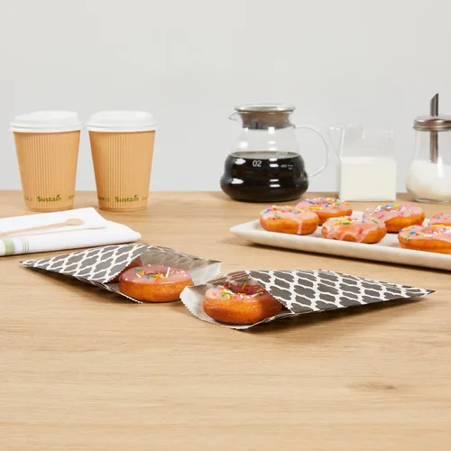 Vista 6 de Restaurantware Bolsa de papel rectangular negra, 7 x 5 pulgadas, paquete de 100 Negro