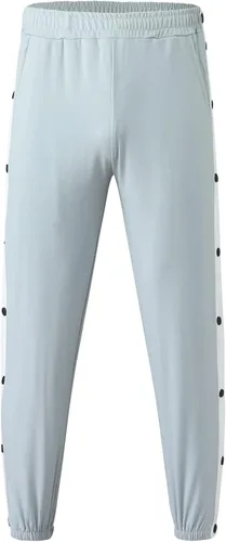 Vista 4 de Pantalones de deporte sueltos para hombre, con botones a presión, pierna abierta, baloncesto, deportes, cirugía, pantalones holgados con bolsillo