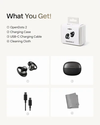 Vista 12 de SHOKZ OpenDots 2 - Auriculares con clip de oreja abierta, color negro
