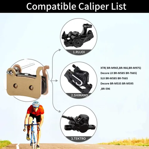 Vista 3 de RUJOI Pastillas de freno de disco de bicicleta para Shimano XTR, serie M06, Deore XT, LX, SLX, freno de disco con zoom, 1 par, resina orgénica