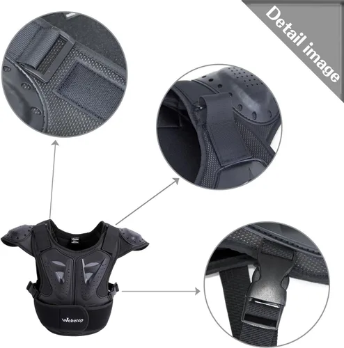 Vista 4 de Webetop chaleco armadura protector de columna vertebral y tórax para moto todo terreno para niños, equipo de protección para moto todo terreno
