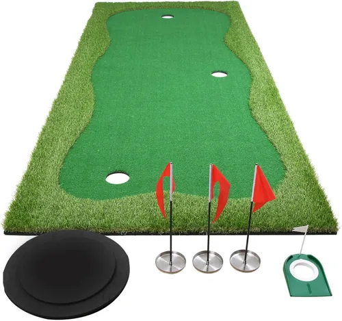 Vista 11 de Chriiena Alfombrilla de Golf para Practica, Alfombrilla de Golf Verde Grande, Alfombrilla Profesional de Entrenamiento de Golf