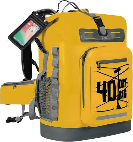 Vista 38 de MORXPLOR Bolsa seca impermeable, 5L/10L/20L/30L/40L/55L Mochila seca con funda impermeable para teléfono para natación, kayak