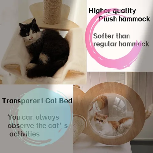 Vista 6 de Árboles para gatos de piso a techo para gatitos y gatos grandes con cuerda natural, árbol alto para gatos hasta el techo, altura ajustable de 82-112