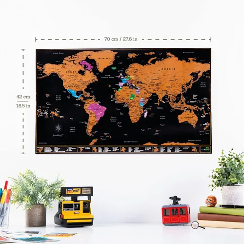 Vista 2 de Atlas & Green Mapa del mundo para raspar, todos los estados de EE. UU., mapa de viaje grande de 28 x 16.5 pulgadas. Places I've been Map World