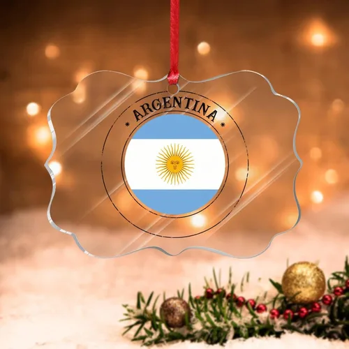 Vista 27 de Bandera de Andorra, adorno colgante de Navidad, bandera nacional, decoraciones de Navidad, adornos acrílicos, colgante para árbol de Navidad