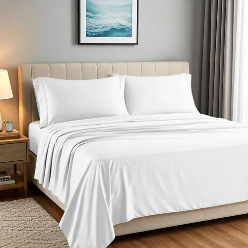 Vista 19 de Carressa Linen Juego de 2 fundas de almohada 100% de algodón egipcio de la serie 1500 de lujo tamaño estándar/Queen (beige), suaves como la seda