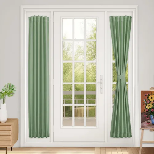 Vista 126 de Vatge Cortinas laterales autoadhesivas para puertas de cristal, sin taladro, extraíble, panel de filtrado de luz, 1 panel, 12 pulgadas de ancho x 60