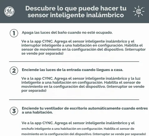 Vista 7 de GE CYNC Sensor de movimiento inteligente inalámbrico, alimentado por
