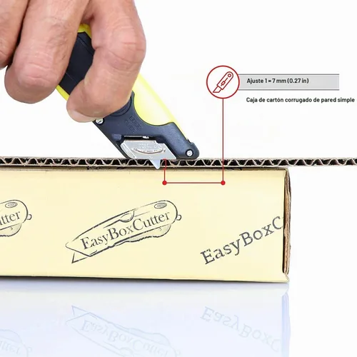 Vista 4 de EasyCut 2000 Cuchillo utilitario retráctil seguro para cortar cajas, amarillo, 09700