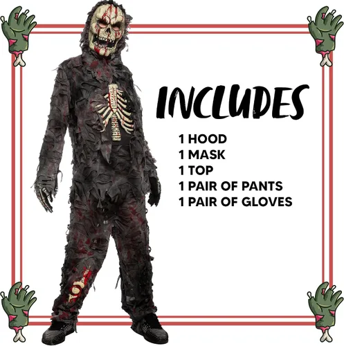 Vista 5 de Spooktacular Creations Disfraz de zombi negro realista y aterrador para niños, fiesta de disfraces de Halloween, juegos de rol, fiestas temáticas