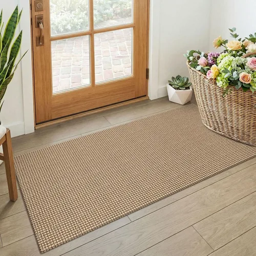 Vista 287 de KOZYFLY - Tapete para puerta de interior, lavable, pequeña, antideslizante, con respaldo de goma, felpudo de algodón para el hogar, color negro