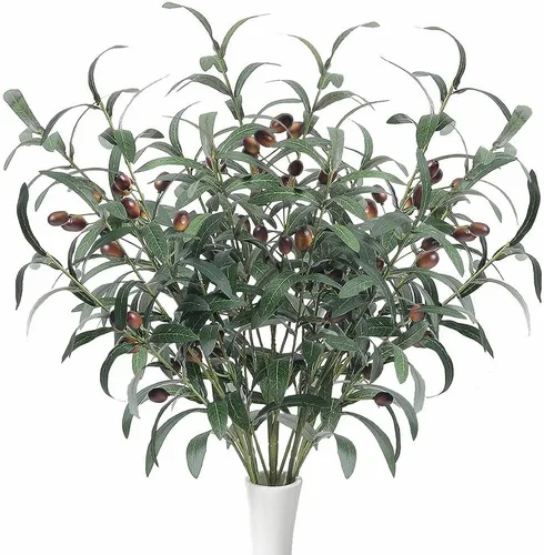 Vista 8 de SzJias Ramas de olivo para jarrones, ramas de olivo artificiales, ramas de árbol de imitación para jarrón (3 ramas, 28.7 pulgadas cada una)