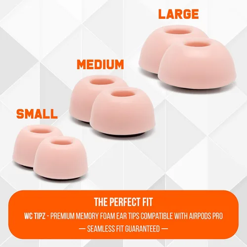 Vista 6 de WC HookZ + WC TipZ - Combo de ganchos para las orejas y puntas de espuma viscoelástica para Airpods Pro de Wicked Cojines, color rosa
