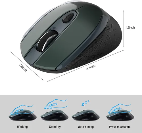 Vista 5 de Ratón inalámbrico inalámbrico silencioso de 2.4 G, 6 botones, 3 niveles de DPI para laptop, escritorio, MacBook, PC