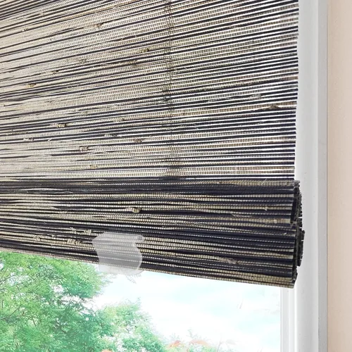 Vista 24 de Persianas romanas de bambú inalámbricas, 100% lino natural, diseño 1