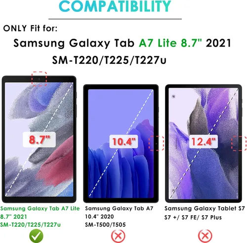 Vista 2 de DETUOSI Funda para Samsung Galaxy Tab A7 Lite de 8.7 pulgadas, con lápiz capacitivo y correa para el hombro, funda protectora ligera de silicona