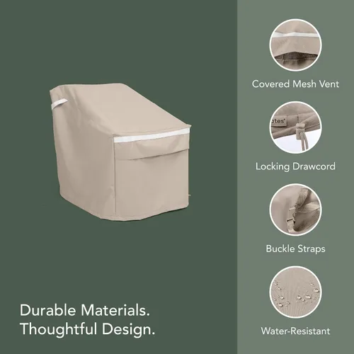 Vista 4 de Covermates Prestige - Funda para silla de exterior, 900D resistente al agua, protección para muebles de patio con dobladillo con cordón, correas