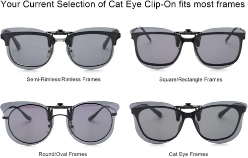 Vista 5 de Gafas de sol polarizadas con clip de ojo de gato sobre gafas graduadas para mujer, protección UV