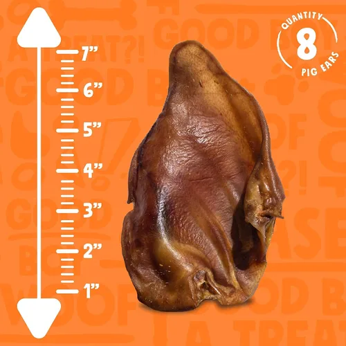 Vista 5 de Orejas de cerdo para perros (paquete de 08) – Orejas de cerdo enteras totalmente naturales de un solo ingrediente – Masticables para perros con alto