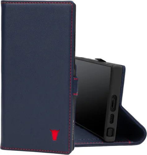 Vista 9 de TORRO Funda compatible con Samsung Galaxy S23 Ultra 5G – Funda de cuero premium tipo cartera con función atril y ranuras para tarjetas (negro)