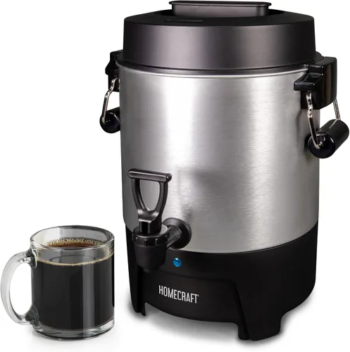 Vista 5 de Urna de café de 30 tazas – Grifo doble de acero inoxidable de preparación rápida – perfecta para expreso, agua caliente, té, chocolate caliente