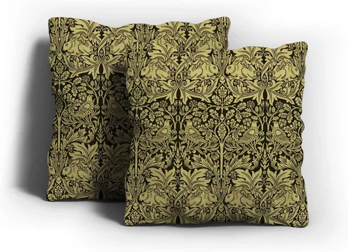 Vista 3 de Fancy William Morris Rabbit Chintz - Funda de cojín decorativa con cremallera oculta para sofá del hogar, funda de cojín cuadrada de 16 x 16