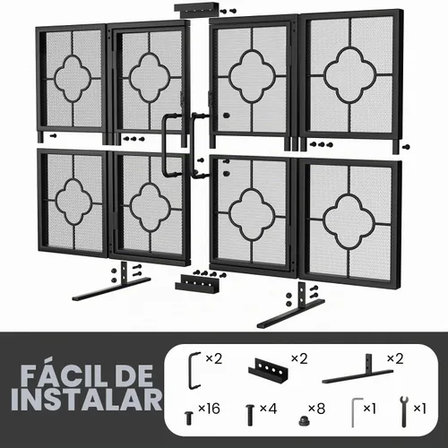 Vista 7 de Protector de chispas para estufa Amagabeli, 3 paneles, metal decorativo, para exteriores, cobertor de malla, seguro para los niños, diseño de hojas