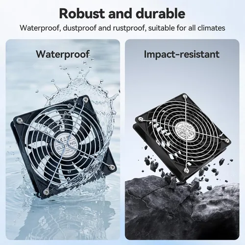 Vista 3 de ELUTENG Ventilador solar de 5 pulgadas, 15 W, máximo 3000 RPM, impermeable, doble ventilador de escape solar con cable de CC de 10 pies y kits