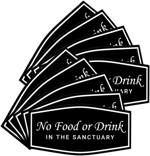 Vista 28 de Fancy No Food Or Drink In The Sanctuary Letrero (Negro) - Pequeño (paquete de 1)
